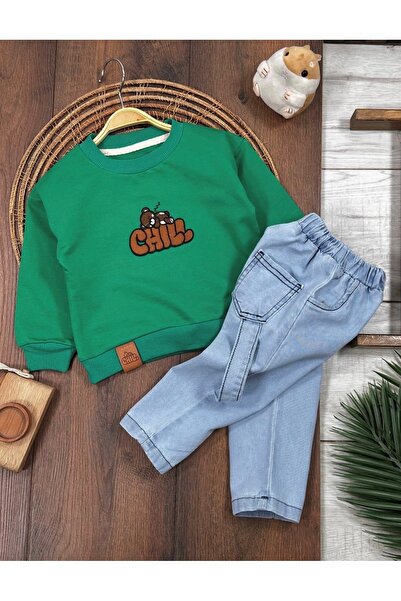 BEBENDY Embroidered Lycra Jeans Pants Baby Boy and Child Set