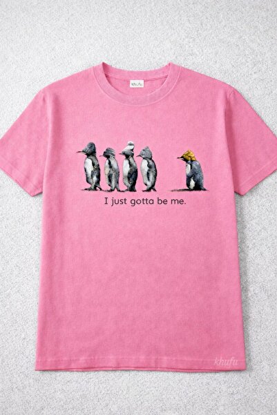 khufu Oversize Fit Cotton I Just Gotta Penguins Printed Relaxed Cut T-Shirt U...