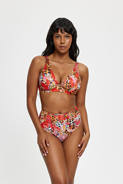 Louren Women's Patterned Wire-Enhanced Gathered Bikini Set – Wide Triangle To...