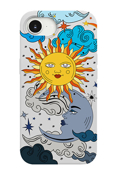 shoptocase iPhone 16E Compatible Sun and Moon Patterned Suede Inside Launch P...