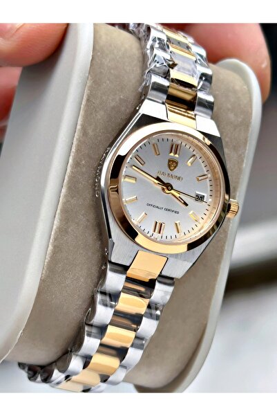 Raymond Altın Gümüş Renk Minimal Kasa Orjinal Model Çelik Kadın Kol Saati + B...