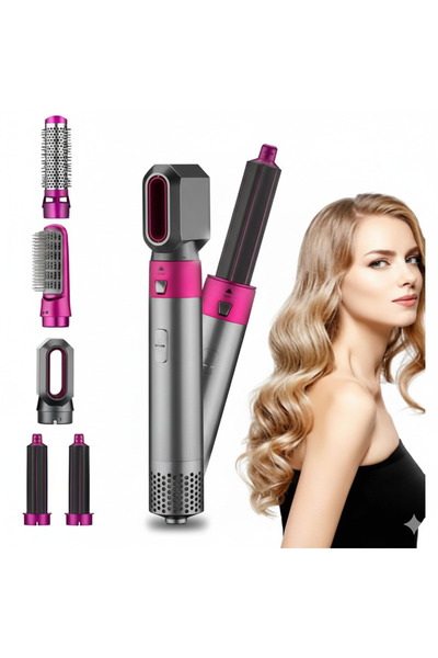 TeknoEser 5 Başlıklı Profesyonel Saç Şekillendirici Airwrap Seti – Bukle, Fön...