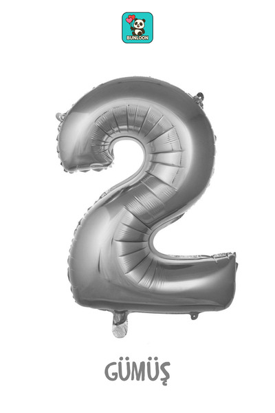 Bunloon Gümüş Renk 2 Rakam Folyo Balon 34 İnç (76 cm)