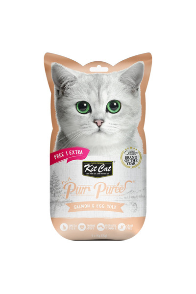 Kit Cat هريس سمك السلمون وصفار البيض (5 × 15 غرام) عبوة من 6 قطع