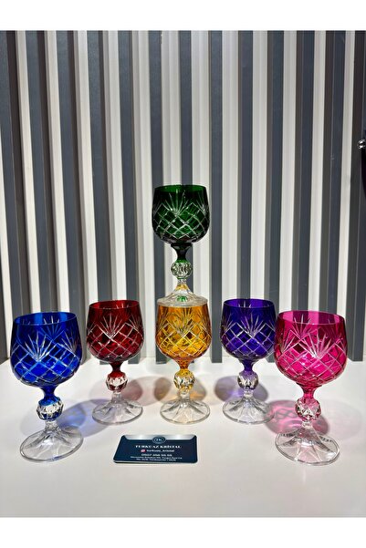 Vakıf home Bohemia Kristal Ayaklı Renkli El İşi Kahve Yanı Su Bardağı