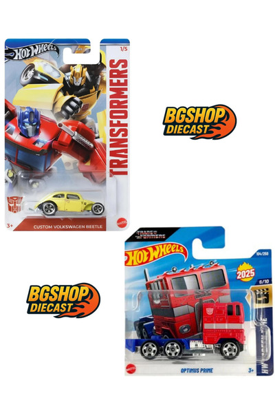 HOT WHEELS Transformers - Volkswagen Beetle Custom - Optimus Prime (2li Set)