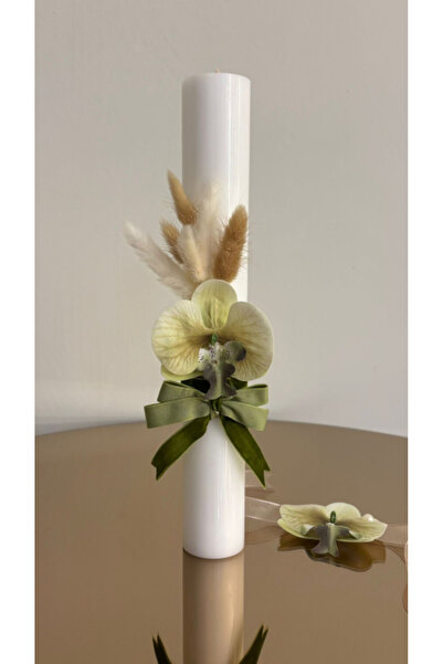 DECORATORS Lumânare din ceară H40/A4,5 cm pentru nunți sau botezuri cu decor ...