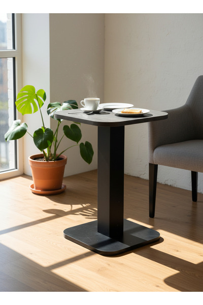 Living Wooden Square Table with Elegant Base