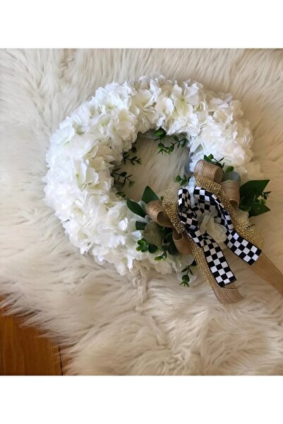 PAŞAOĞLU PLEKSİ 30cm arkası MDF beyaz çiçekli kapı süsü