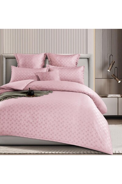 trendyhome Finet Bed Linen with Elastic, Checkered Pattern, 6 Pieces