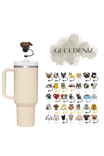 GECEDENİZ Thermos Compatible Straw Stopper Dog No 34