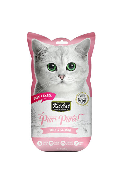 Kit Cat هريس التونة والسلمون (4+1 × 15 غرام) عبوة من 6 قطع