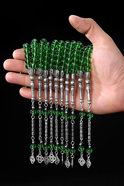 Öyküm accesory 10 Pieces Round Model Natural Stone Glass Prayer Beads Set, Gi...