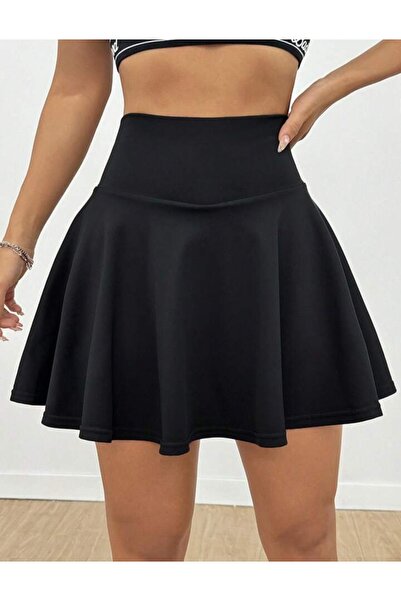 MAROVOAY High Waist Lycra Mini Flared Skirt