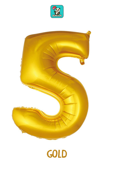 Bunloon Gold Color 5 Number Foil Balloon 34 Inches (76 cm)