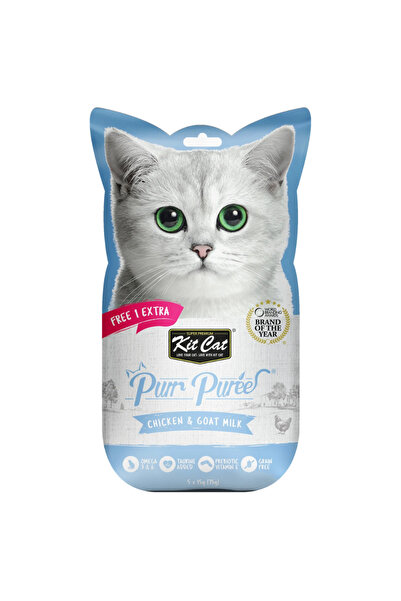 Kit Cat مهروس الدجاج وحليب الماعز (5 × 15 غرام) عبوة من 6 قطع