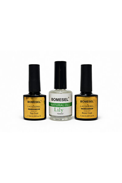 bomesel BOMESL Nail Set – Base Coat + UV LED Top Coat + Lily Cuticle Oil, 3 P...