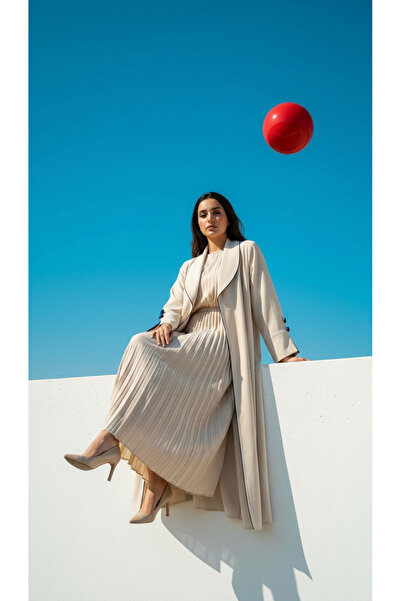 Feya Delara عباية كيمونو رسمية مفتوحة باللون البيج