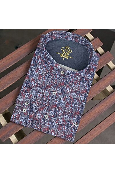 GÖMLEK GALERİSİ Slim Fit Digital Print Patterned Long Sleeve Men's Sports Shirt