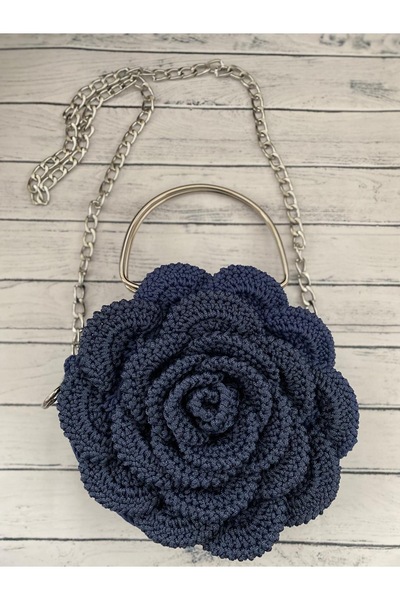 DisaAtölye Gül Tasarımlı Örgü Çanta, El Yapımı
