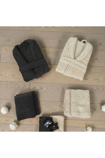 arashomecollection 10 Piece Bride Groom Family Bathrobe Set 100% Cotton Velve...