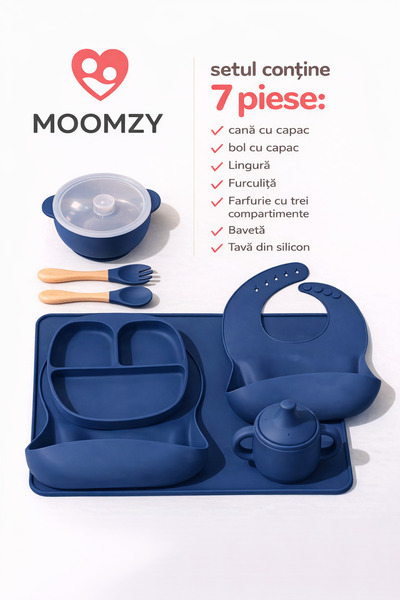Moomzy Set diversificare 7 piese silicon premium pentru baieti