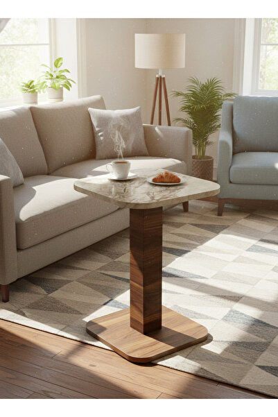 Living Wooden Square Table with Elegant Base