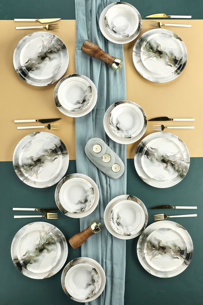 Erbaşlar Doğal Taş Enerji 24 Parça 6 Kişilik Lüx Yemek Takımı, Yemek Seti