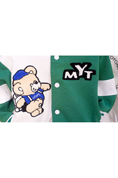 kizu Set 3 piese pentru băieți – Cardigan sport verde, bluză și pantaloni groși
