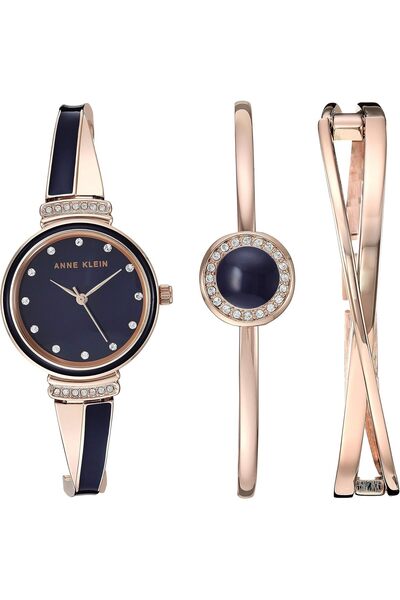 Anne Klein Women's Premium Crystal Accented Watch and Bangle Set
