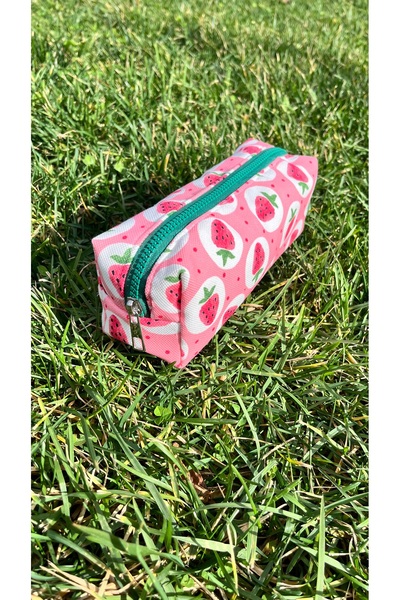 Yare Atelier Single Compartment Fabric Pencil Case, Patterned Zippered Washable Fabric Pencil Case Pen Holder