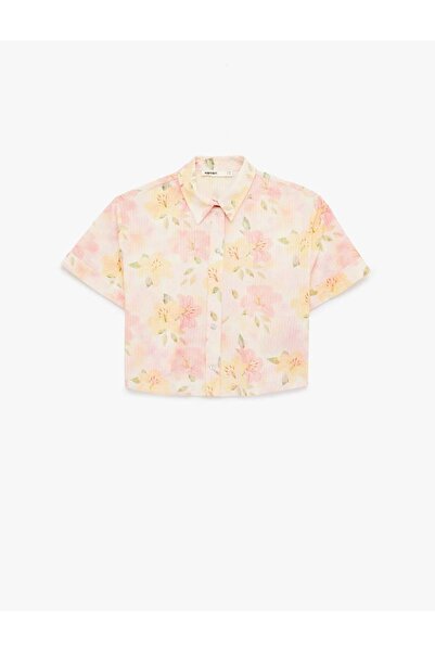 Koton Floral Crop Ροζ Γυναικείο Πουκάμισο 6SAK60280UW