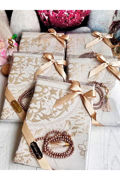 asia collection طقم سجادة صلاة من الأسيتات مع علبة، 5 قطع