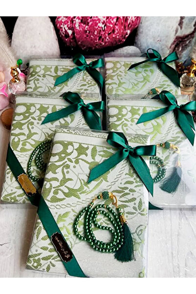 asia collection طقم سجادة صلاة من الأسيتات مع علبة، 5 قطع