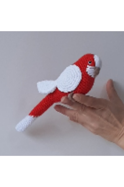 nildamigurumi Amigurumi Knitted Toy Budgie Red White Turkey