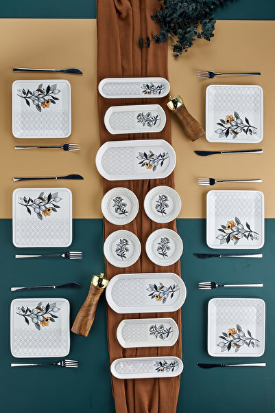 Erbaşlar Time Nature 16 Parça 6 Kişilik Lüx Kare Kahvaltı Takımı, Kahvaltı Seti