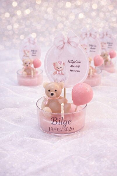 Defne 10 adet Mika kutu içerisinde balonlu pembe ayıcık. Yeni doğam, Doğum gü...