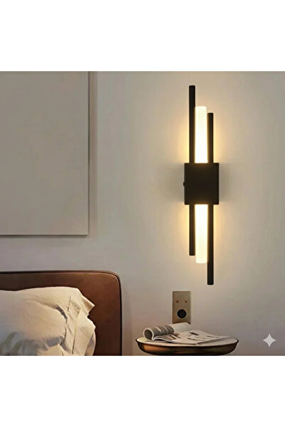 N Naturel Aydınlatma Siyah Modern Duvar Apliği - 50 cm Çift Yönlü LED Aydınlatma