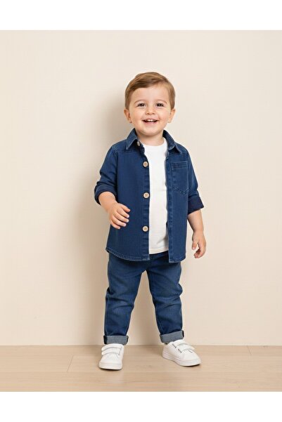 my petit panda Likralı Kot Gömlek Pantolon Kısa Kollu Tişört Mevsimlik Çocuk ...