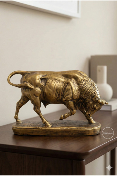 Dekoromi Dekoratif Boğa Heykeli ve Biblo (25x16cm) Ev Ofis Dekorasyon ve Hedi...