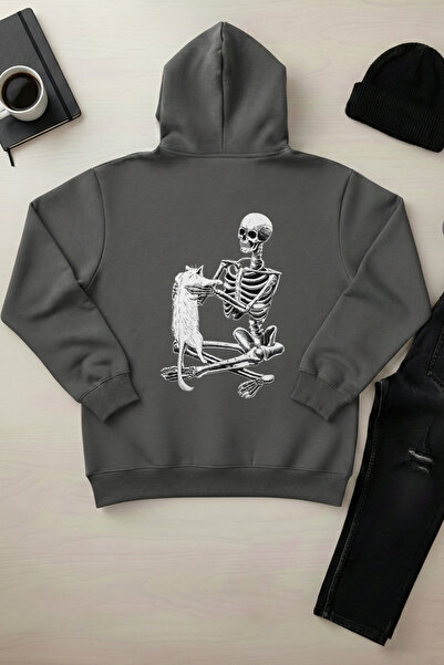 OXVİN Кішки йдуть до пекла Принт Unisex Капюшон Кенгуру Кишеня 3 нитки Пуф (в...