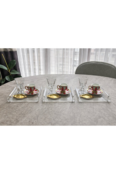 PLEKSİ ORGANİZER Şeffaf Pleksi Kulplu Sunum Tepsisi