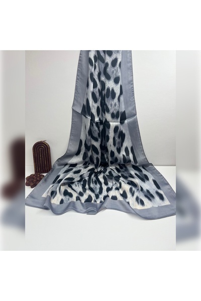 Leopar Desen Brand Şal Gri