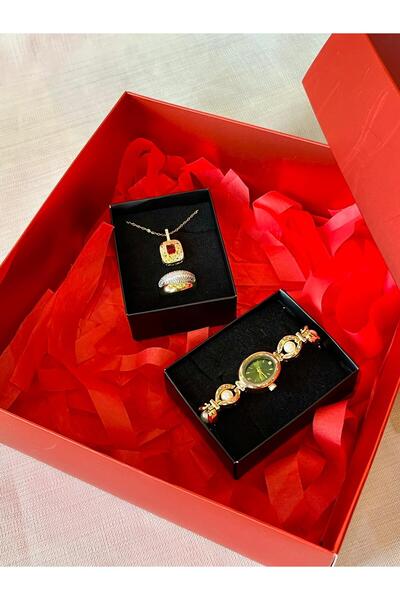 D&Z ACCESSORİES Sevgililer Günü Kırmızı Hediye Kutusu | Zarif Zirkon Taşlı Go...