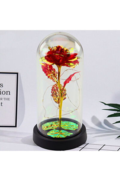 Three top online Trandafir de cristal etern în cupolă cu iluminare LED roșie