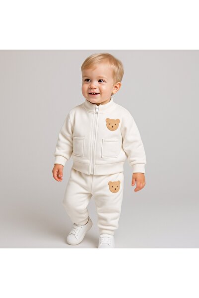 kizu Trening alb din bumbac cu ursuleț – Eleganță, confort și protecție în se...