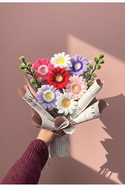 BERDELLA Şönil Rengarenk Gerbera Buket Aranjmanı - Solmayan Hediyelik