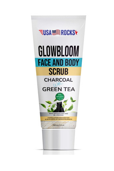 USA Rocks Charcoal and Green Tea Face and Body Scrub - 150 g