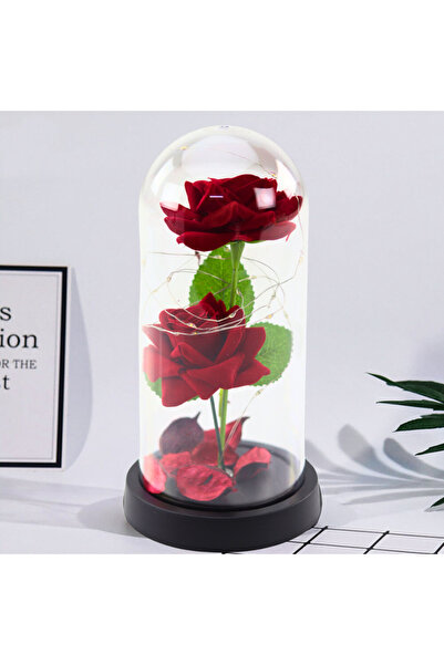 Three top online Buchet etern cu 2 trandafiri în cupolă cu iluminare LED și p...