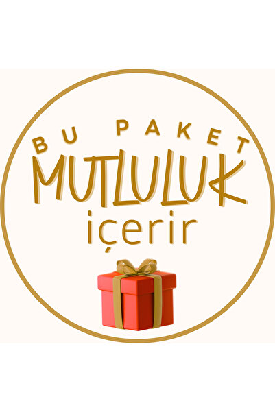 sticker PAKETLEMEYE ÖZEL ' BU PAKET MUTLULUK İÇERİR ' YAZILI ETİKER 3X3CM 120 AD